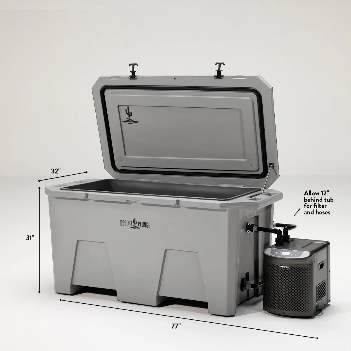 The Desert Plunge Exclusive Cold Plunge Tub - 1/4 horsepower - Gray - Image 5