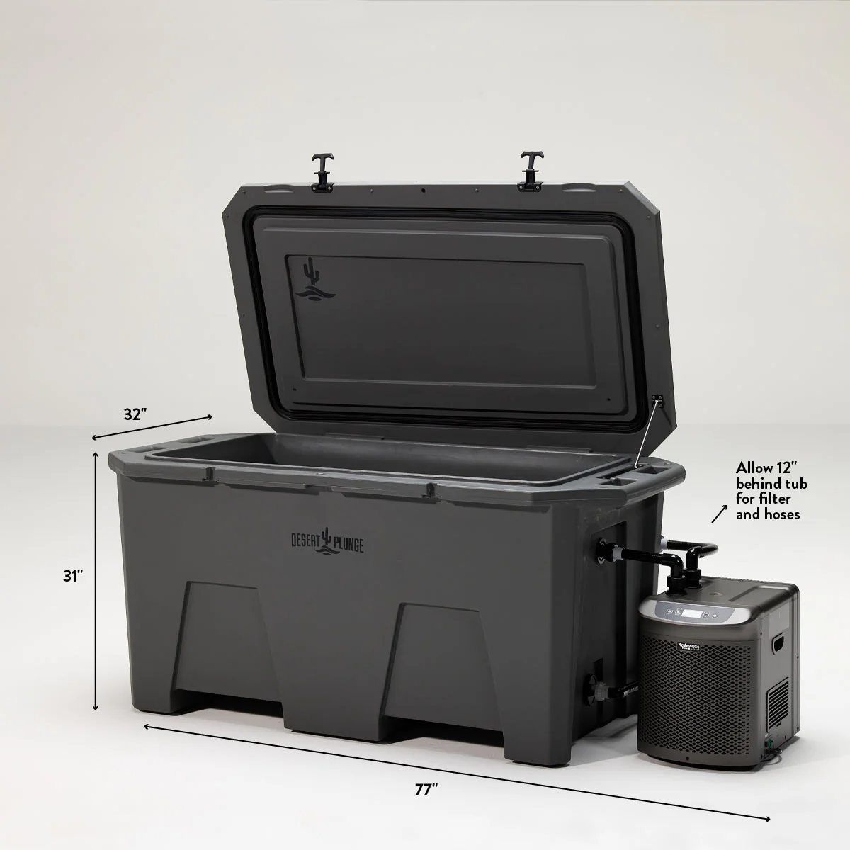 The Desert Plunge Exclusive Cold Plunge Tub - 1/4 horsepower - Stealth Gray - Image 5
