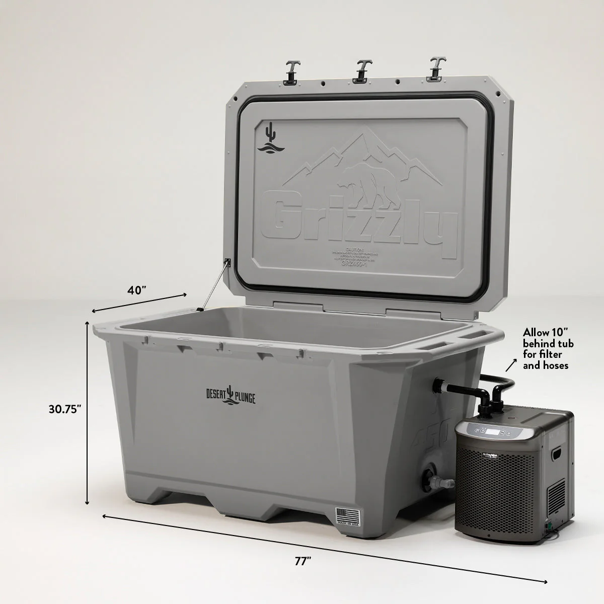 The Wide Grizzly 450 Cold Plunge Tub - 1/4 Horsepower - Gray - Image 5