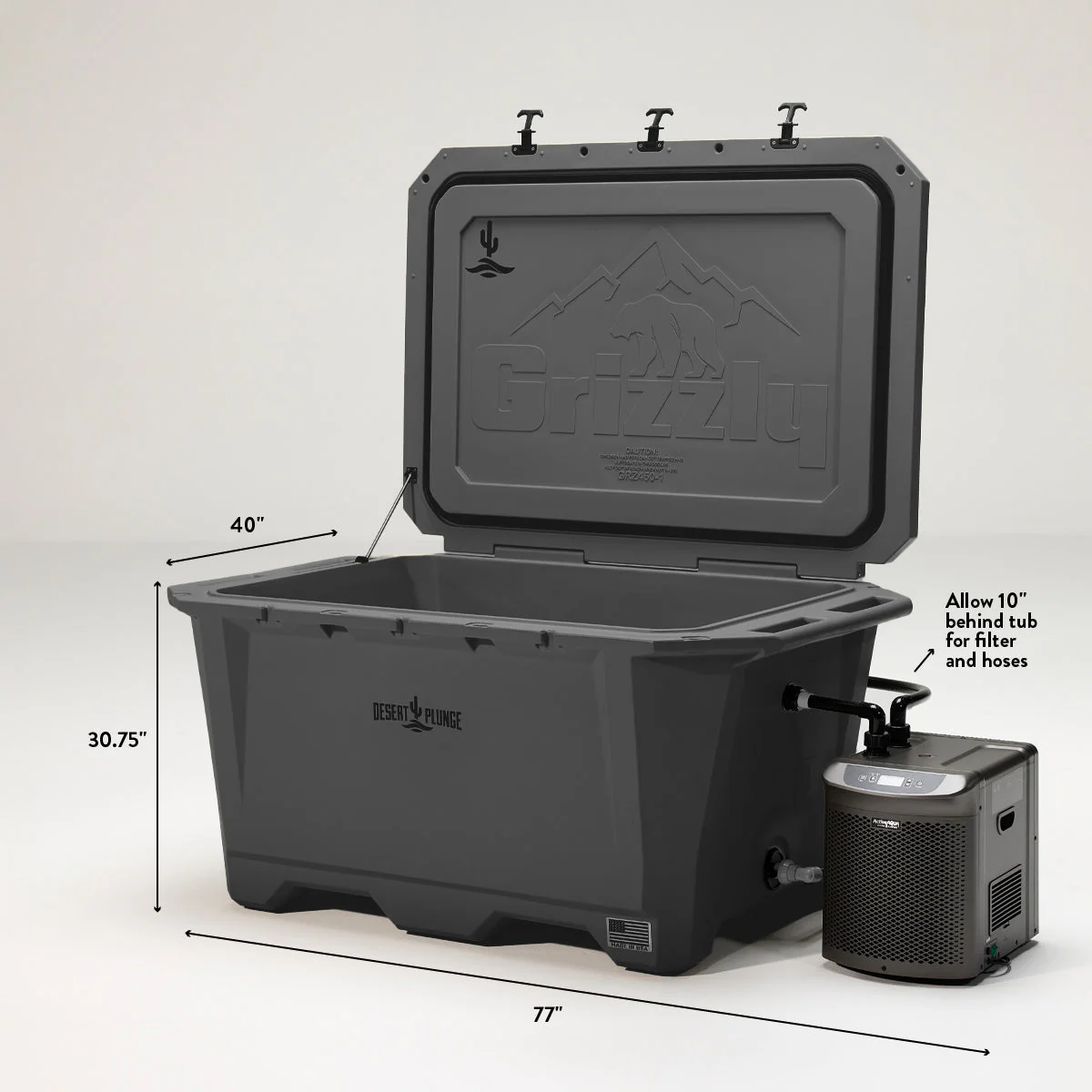 The Wide Grizzly 450 Cold Plunge Tub - 1/4 Horsepower - Stealth Gray - Image 5